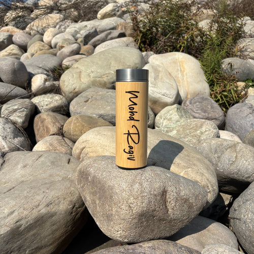Personalized Bamboo Water Bottle 500ml – Eco-Friendly Stainless Steel Flask with Custom Name Engraving"