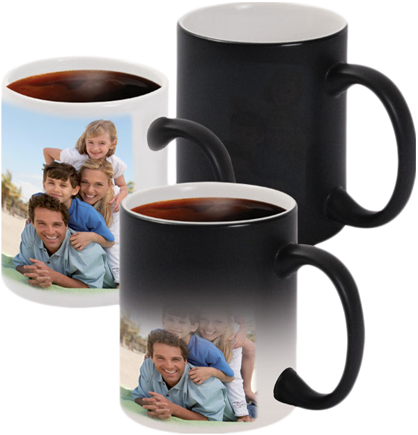 "Pour in your favorite hot beverage, and reveal the hidden photo! Your personalized image appears like magic as the mug heats up."
